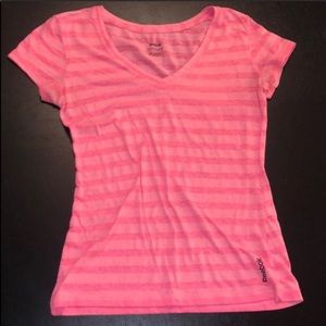 Reebok Pink Striped Short Sleeve Top Size S
